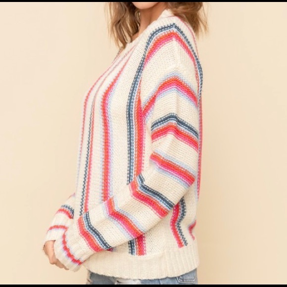 NWOT round neck pullover striped sweater - Picture 4 of 5